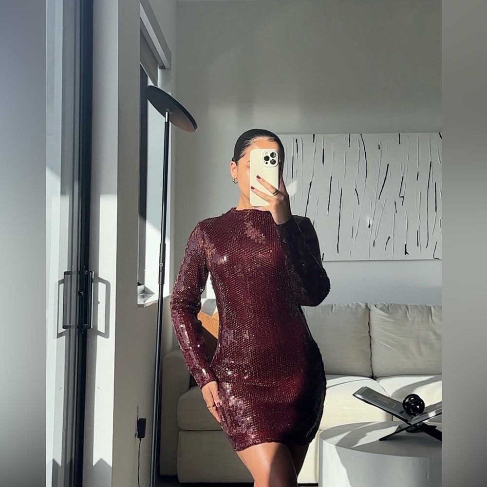 Sequin Dress in Deep Burgundy